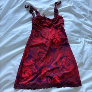 Urban Outfitters Down From Under Mesh Rose Slip Dress